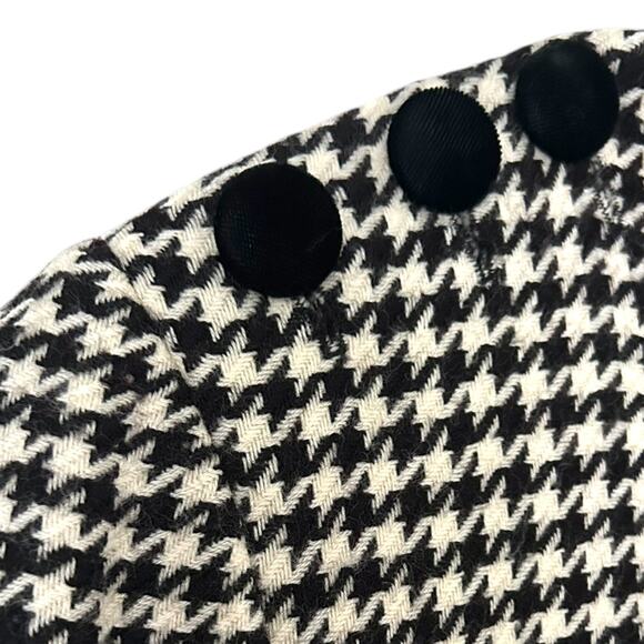 Vintage Wool Dress Nipon Boutique Long Sleeve Button Houndstooth Black 8 - Picture 4 of 9